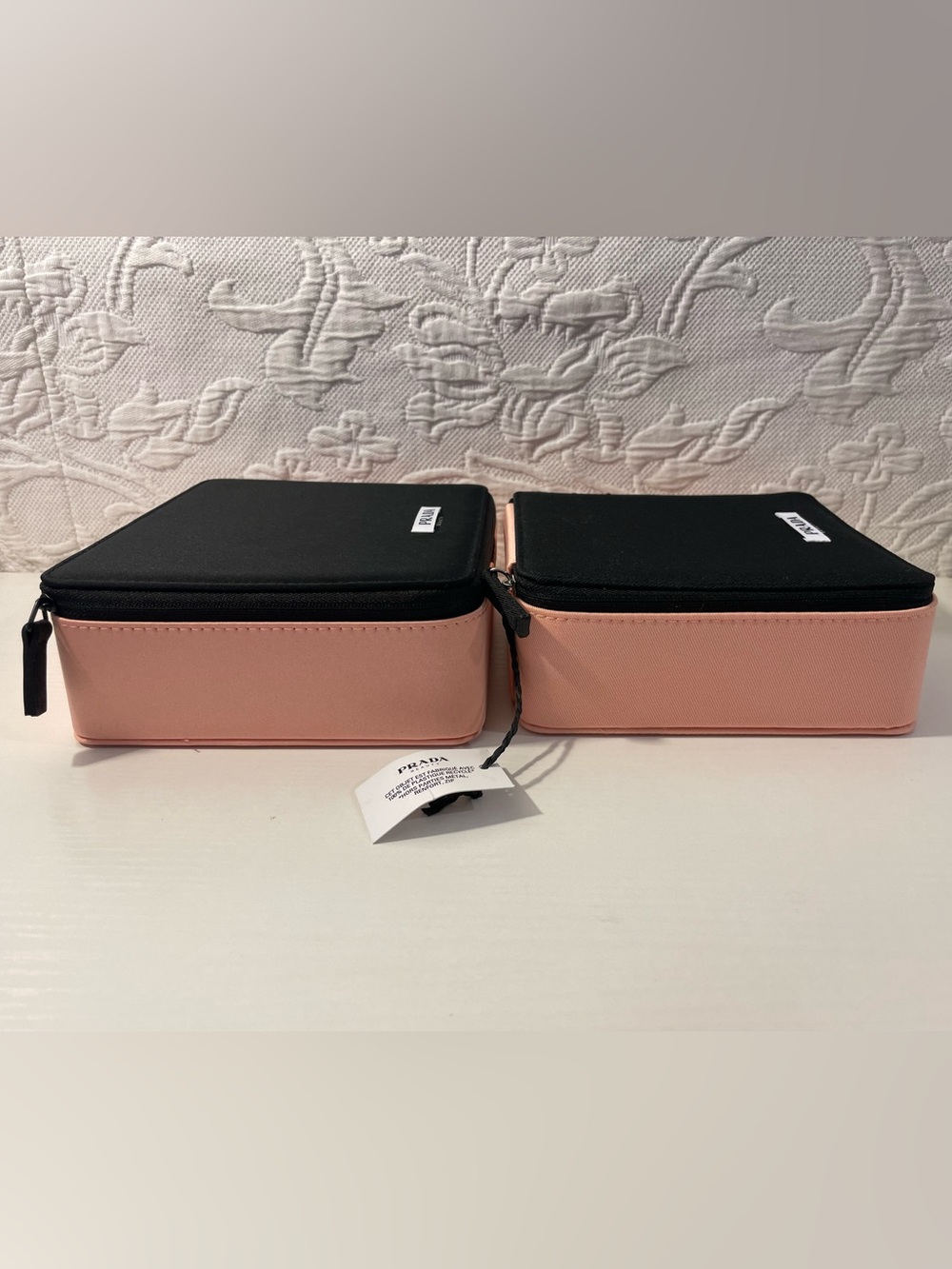 Prada Beauty Paradoxe Black & Pink Rectangle Square Vanity Makeup Cases Set of 2 - Picture 5 of 9